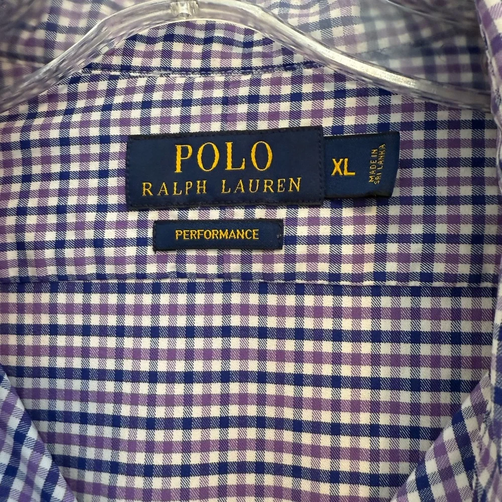 Polo by Ralph Lauren performance purple and blue gingham, dress‎ shirt size XL